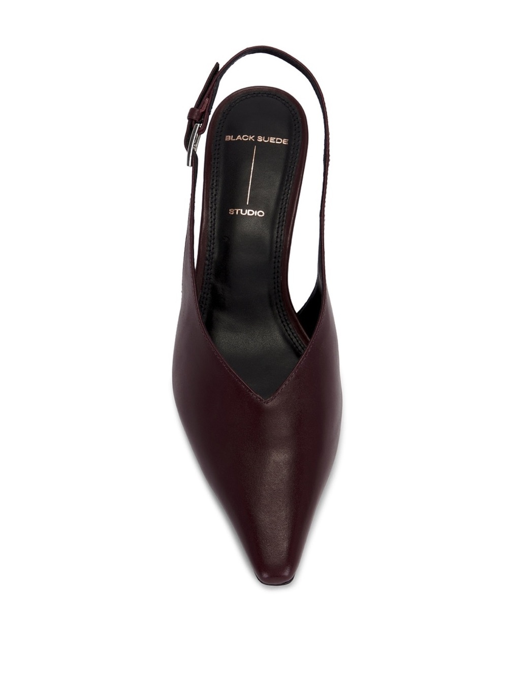 Black Suede Studio Lou 50 Slingback in Swan Leather size 9